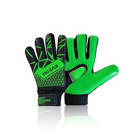 TIGEAR Junior Goalkeeper Gloves with Super Grip Latex & Palm Protection Designed for Unisex Young Goalie Keepers (Green, Small - 5)