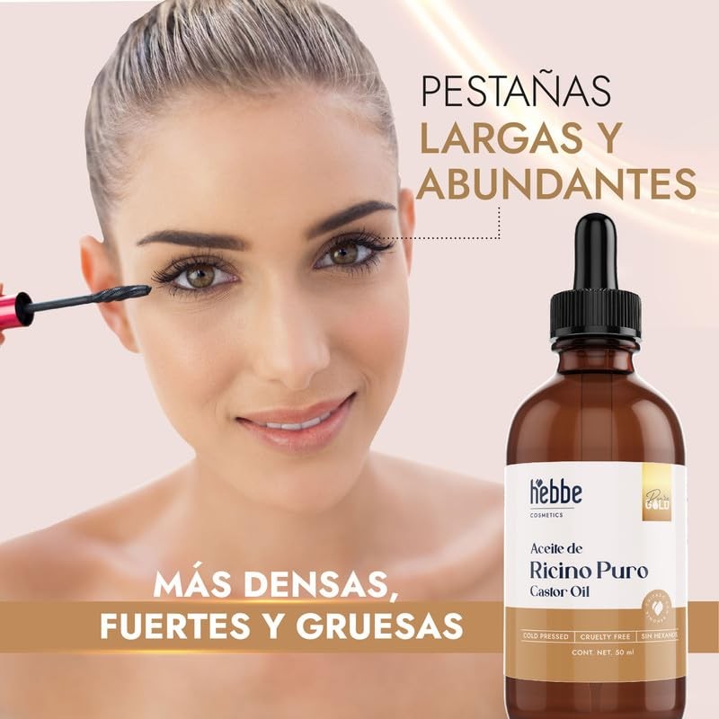 Hebbe - Aceite de Ricino 50 ml. 100% Puro, Hidratante
