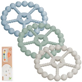 Baby Teething Toys 3-12 Months - Loviomad 3 Pack Ring Teether Baby Toys, Newborn Infant Essentials, Food Grade Silicone Teething Toys for Babies 6-12 Months, Shower Gifts Teething Relief (Girl/Boy)