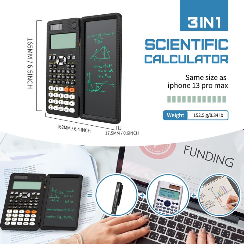 GUYUCOM Scientific Calculator with Notepad, Multiview 4-line Dual Power, School