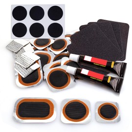 Bicycle Tyre Repair Kit – Repair Kits with 30 Vulcanisation Patches for Bicycle Repair Tubes, Mountain Bikes, Motorcycle Tyres, Road and Mountain Bikes and Rubber Inflatable A2