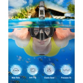 W WSTOO Multifunctional Snorkel Swim Mask That Allows You to Breathe Through Your Nose, 180 Degree Panoramic View, Anti-Fog Anti-Leak Snorkeling Gear for Adults, Best Gift for Summer Holiday Travelers