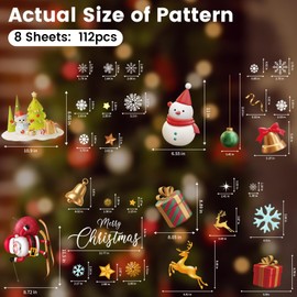 DKTIE Christmas Window Stickers, Navidad Snowflake Window Clings Stickers for Glass, Xmas Decals Decorations Holiday Snowflake Santa Claus Reindeer Decals for Party, SDQT243