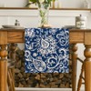 Artoid Mode Blue Floral Paisley Table Runner, Seasonal Spring Kitchen
