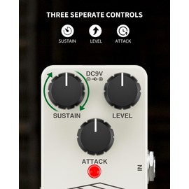 POGOLAB Compressor Guitar Pedal, Compressor Guitar Pedal with Sustain-Attack Level Controls, Analogue Compressor Guitar Effect Pedal, Mini Guitar Pedal Bass Pedal with Alloy Housing True Bypass, DC 9