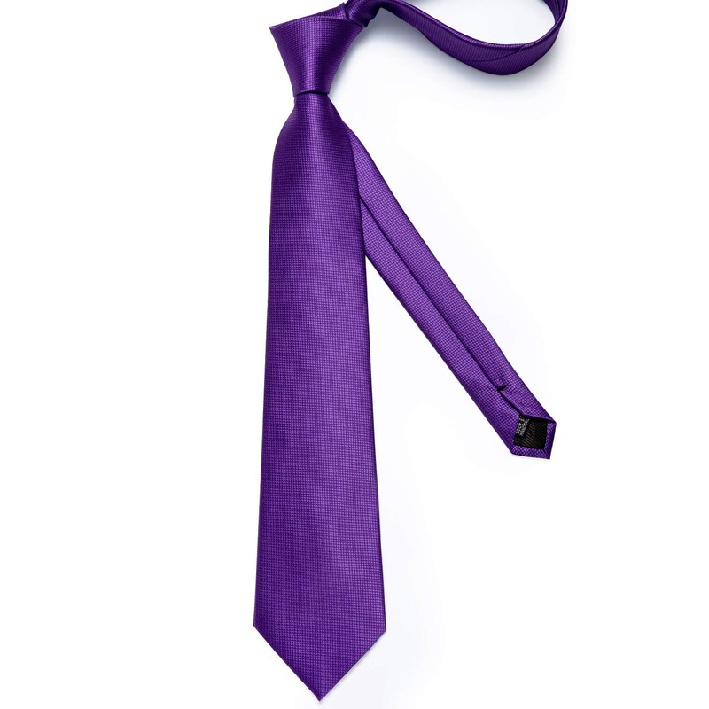 DiBanGu Mens Purple Solid Tie Classic Tie Set Pocket Square
