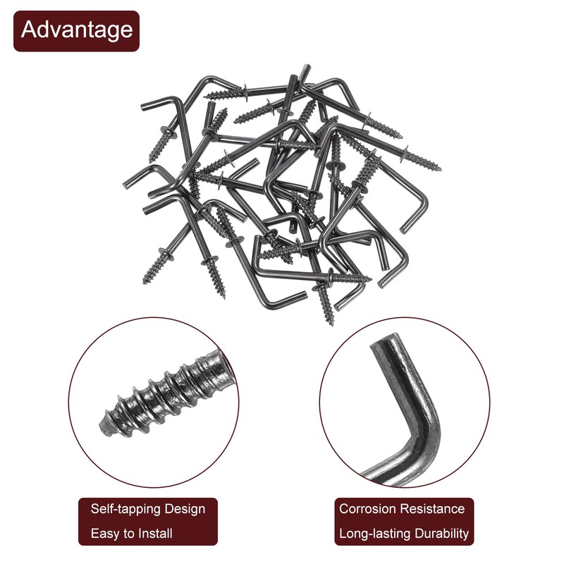 uxcell 50 Pcs L Shape Hooks, 1 Inch Right Angle