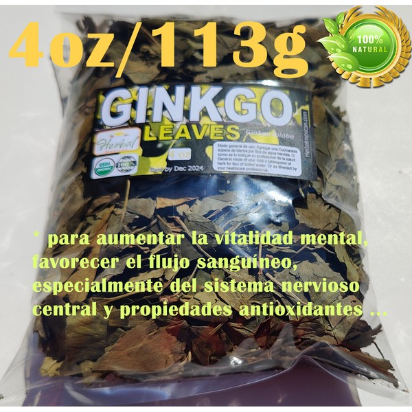 Ginkgo Leaf/leaves (Ginkgo biloba) para la memoria, oxigenacion del cerebro 4oz