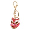 6pcs Lion Dance Keychains Cute Funny Rust Prevention Rhinestone Keychain