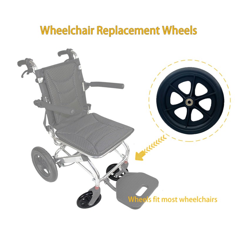 A pair of 8-Inch Solid Replacement Wheels Anti-Slip Front Wheels