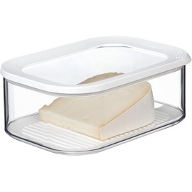 Mepal Modula Cheese Jar - 2000 ml Capacity - Fridge Container for Cheese Pieces and Slice Cheese - with Anti-Condensing Insert - Dishwasher Safe, Plastic, White, 22.4 x 16 x 8.6 cm