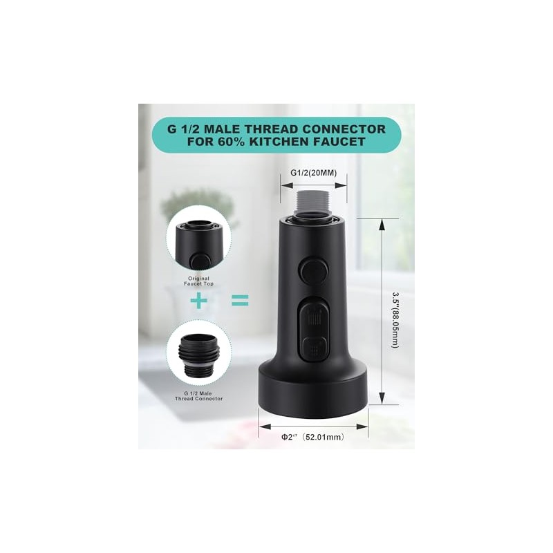 Pull Down Faucet Head Replacement: 3-Function Kitchen Faucet Sprayer Head