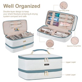 Travel Carrying Case for Shark Flexstyle Attachments Double Layer Hair Dryer Case for Dyson Airwrap Shark Flex Fusion Case Holder Hair Accessories Tool Organizer Revlon Straightener Styler Bag