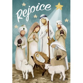 Briarwood Lane Rejoice Nativity Christmas Garden Flag Primitive Manger 12.5" x 18"