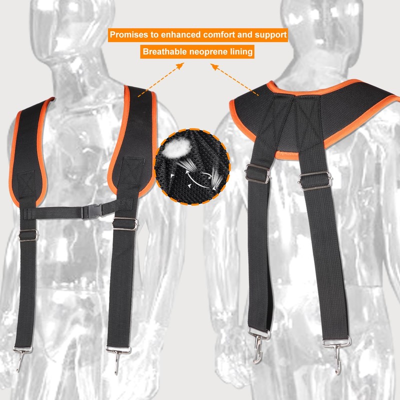 Tool Belt With Suspenders, 22 Pockets Tool Bags, Multi-Functional Adjustable