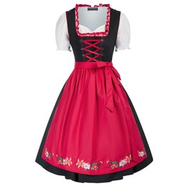 Scarlet Darkness Women's Costume Dress 3-Piece Women's Knee-Length Dirndl Dress for Oktoberfest 3-Piece Dress, Blouse, Apron, l