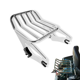 DreDoggMoto Detachable Two-Up Luggage Rack Mounting Rack Tour Pack Mount Compatible with 2009-2024 Harley Touring Road King Ultra CVO Limited Street Glide Road Glide Electra Glide Chrome