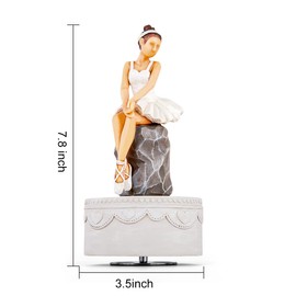 MS. WENNY Ballerina Music Box Figurine Gift - Rotating Ballet Dancer Statue Musical Box Sculpted Hand-Painted Figure Birthday Gift for Daughter Girls Girlfriend Wife Play Swan Lake