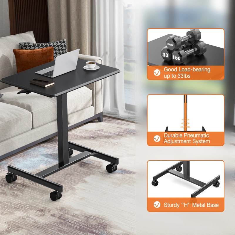FCJ Adjustable Rolling Laptop Computer Cart for Home Office or
