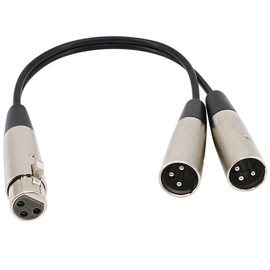 Yeung Qee XLR Splitter Cable 1 ft, 3 Pin XLR Female to Dual XLR Male Y- Cable Balanced Microphone Splitter Cord Audio Adaptor