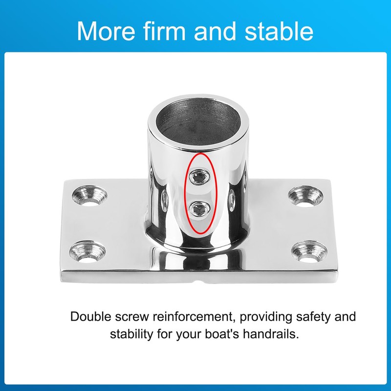 Marine Grade Boat Rectangle Hand Rail Base, Sturdy and Versatile,