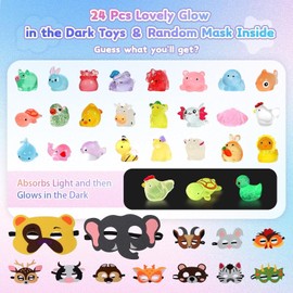 Jofei 24Pack Kids Organic Bath Bombs With Glow in The Dark Bath Toys & Animal Masks