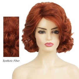 Brown Short Curly Wigs for Women 1920s Vintage Red Wig for Cosplay Party Halloween Use (Brown Red)