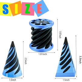 3 Pack Spiral Cone Fidget Toy, Pyramid Passthrough Sculpture, Mini Cones Pass Through Pyramid Fidget Toy for Stress and Anxiety Relaxing (Blue)