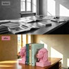 Pink Dog Book Ends for Shelves,Set of 2 Decorative Bookends