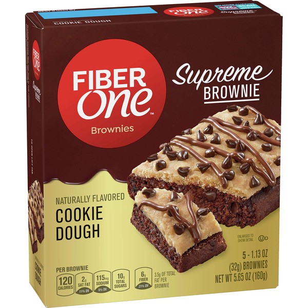 Fiber One Supreme Brownie Cookie Dough Brownies 5-1.13 oz. (Pack of 8)