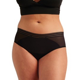 saalt Mesh Hipster Period Underwear – Mid-Rise Leak Proof Underwear for Women – Soft Breathable Fabric – Reusable & Machine Washable - Super Absorbency - Volcanic Black - X-Large