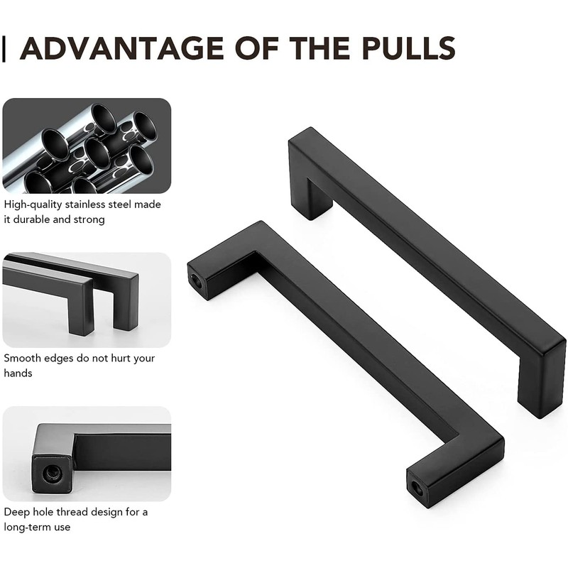 Ravinte Black Cabinet Pulls 5 Inch Square Kitchen Cabinet Handles