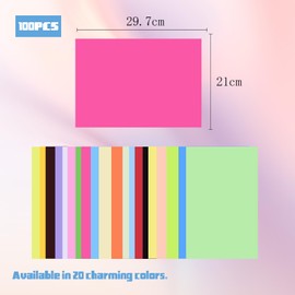 A4 Colored Paper , Origami Paper , A4 Printer Paper , 100 PCS Coloured Paper , Scrapbook Paper, Paper Cutting , Craft Paper , for Arts & Crafts(20 Colors, 100 Sheets