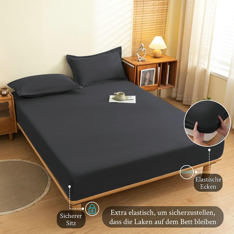 Daesar Fitted Sheet Box Spring Bed 180 x 220 cm,