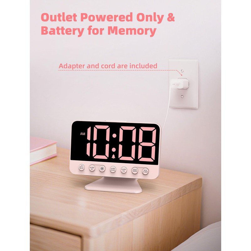 Odokee Digital Alarm Clocks for Bedrooms: Large Bold Number 5