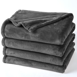 PHF Ultra Soft Fleece Blanket Twin Size, No Shed No Pilling Luxury Plush Cozy 300GSM Lightweight Blanket for Bed, Couch, Chair, Sofa Suitable for All Season, 66" x 90", Dark Grey