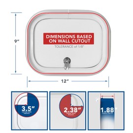 Leisure Coachworks RV Baggage Door 12" Wide X 9" High with Rounded Corners and Thumblocks for RV's- Compartment Access Storage Doors with Top Hinge- Camper Trailer Motor Home- White