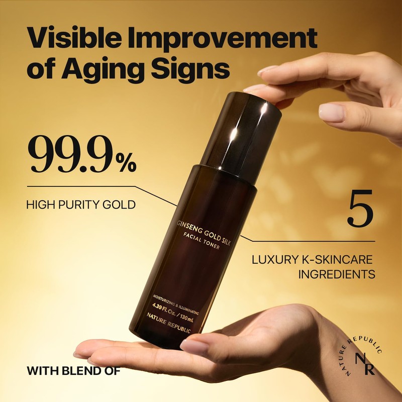 Nature Republic Ginseng Gold Silk Facial Toner, Hydrating Glow Toner