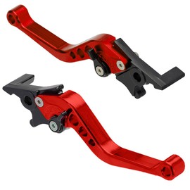 MOCNT 1 Pair Motorcycle Brake Levers 22 mm Motorcycle Clutch Lever Adjustable CNC Aluminium Brake Lever Double Disc Brake Clutch Handlebar Clutch Brake Lever Red
