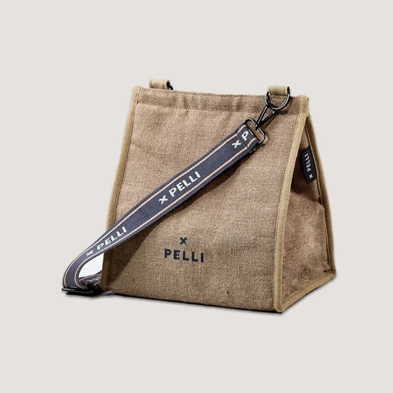 Pelli Crossbody JUTE Insulated Lunch Bag, Charcoal Grey