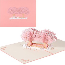 3D Pop-Up Valentine's Day Card with Envelope, Cherry Blossom Birthday Card, Memory Card for Wedding Anniversary or Birthday