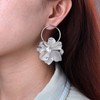 TseenYi Large Pearl Flower Earrings Silver Metal Floral Earrings Big