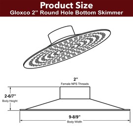 Gloxco 2" Skimmer Suction Strainer, Bottom Hole, Zinc Plated Steel (STR-SKBH200)