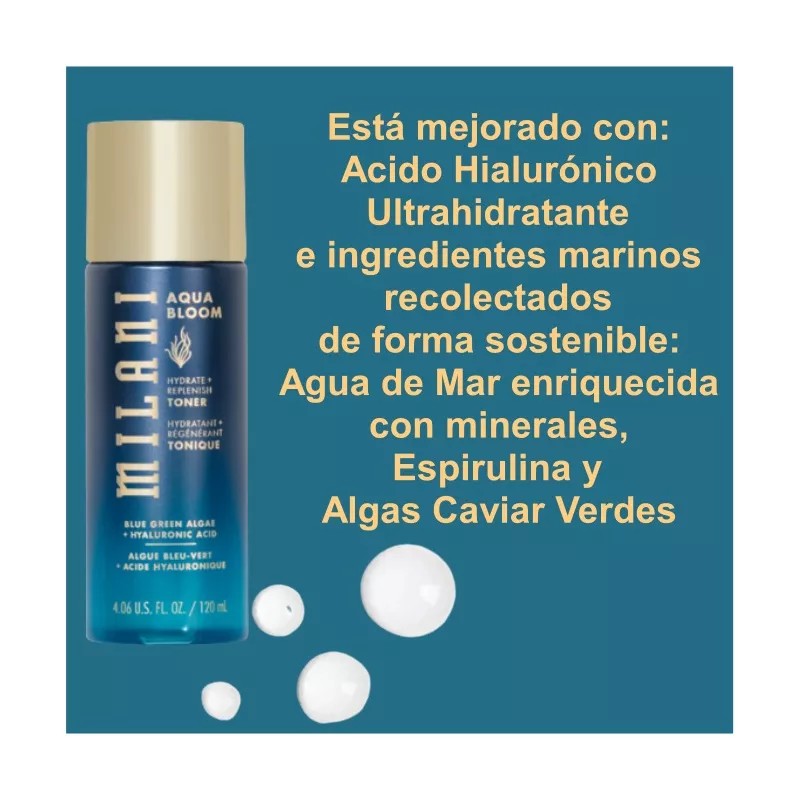 Milani Aqua Bloom Toner Facial Ac Hialuronico, Agua De Mar