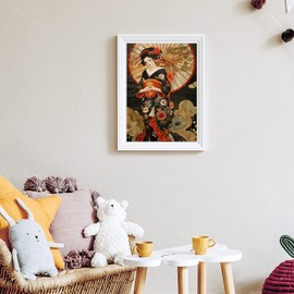 Diamond Painting Kits for Adults, Japanese Woman 5D DIY Diamond Art Kits for Beginners Round Full Drill Painting with Diamonds Gem Art Crafts for Home Wall Decor Gift 30x40cm