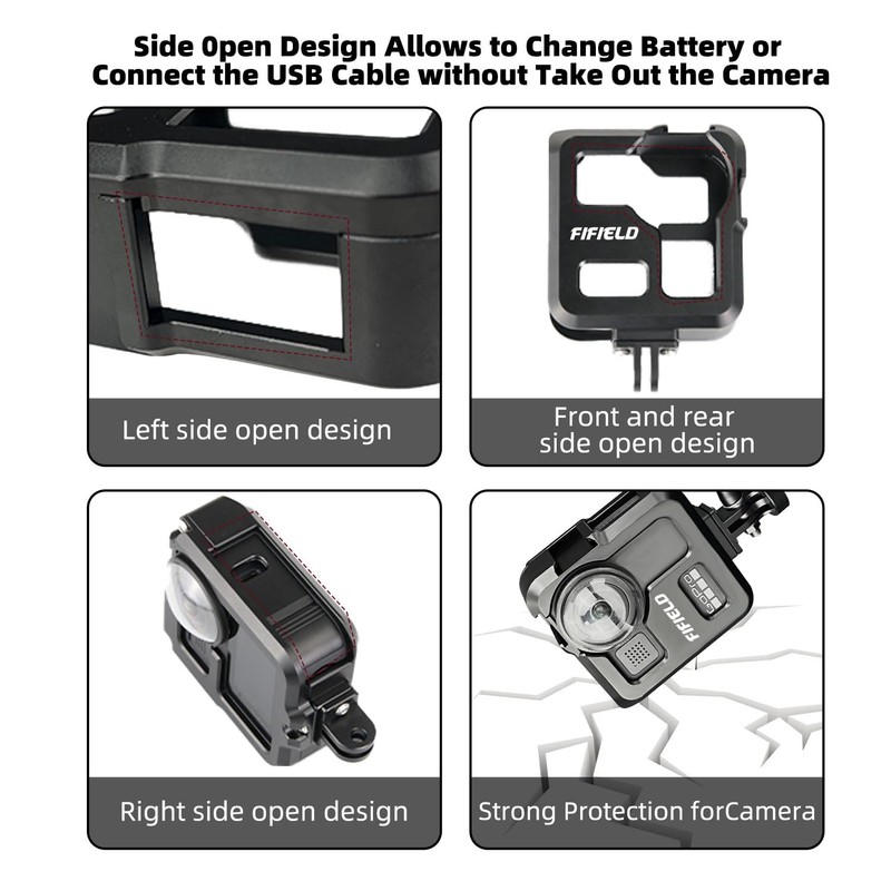 FIFIELD Housing Shell CNC Aluminum Alloy Protective Cage for GoPro