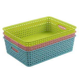 EudokkyNA Cesta de Rectangular, 3 Paquetes de Cesta de Almacenamiento de Plástico