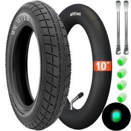 10x2.0 (54-152) Tyre with Profile A-1022 Including Hose with Stainless Steel Angle Valve 45° AV - Includes 2 Mounting Levers, Compatible with Wheels 54-152 Tyres for Prams, Children's Bikes, Electric
