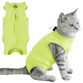 Cat Surgery Recovery Suit for Abdominal Wounds or Skin Diseases, Kitten Onesies After Surgery Wear Anti-Biting Licking, Breathable E-Collar & Cone Alternative for Cat(Green, Medium)