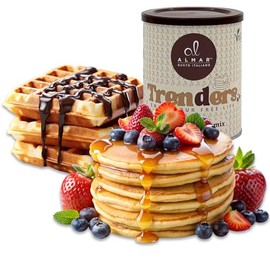 Preparato Almar per Pancake e Waffle Senza Allergeni, Uovo, Glutine e Latte, Contiene Semi di Lino e OMEGA3, VEGANO, Uso Professionale e Domestico, 100% Made in Italy – 10 Colazioni Lattina da 500g